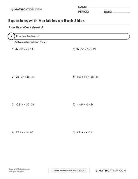 Systems - solve for x . . Solving equations with variables on both sides distributive property worksheet